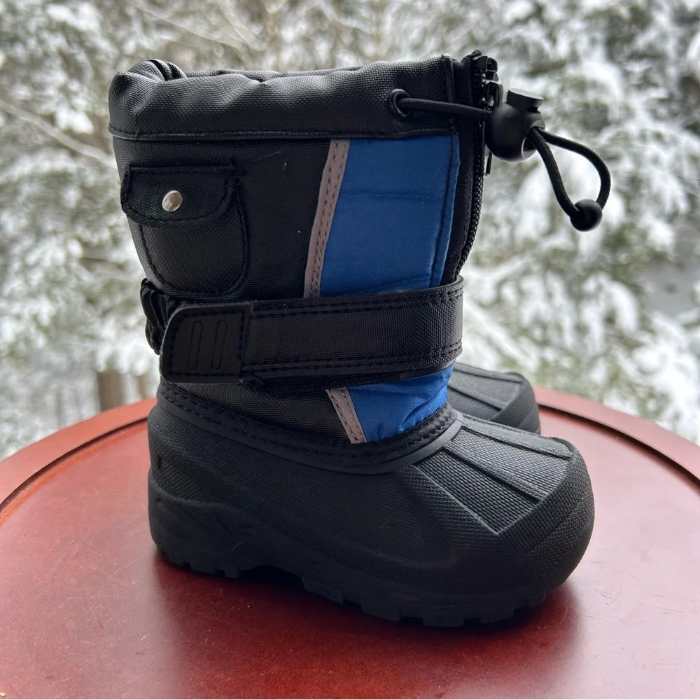 Little Boys Snow Boots—Size 6 | Waterproof Winter Boots Black Blue | Koala Kids
